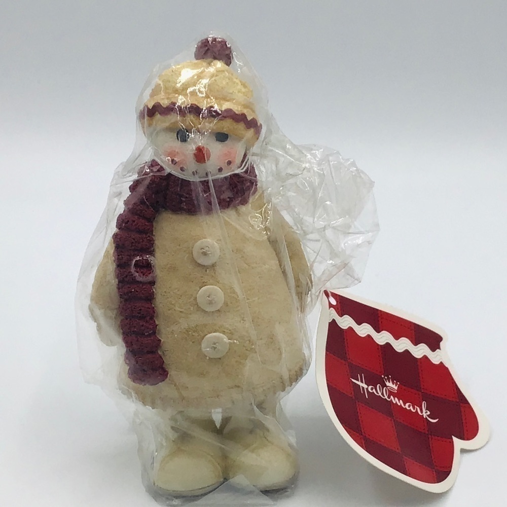 Vtg Hallmark Snowman Resin Standing Figurine 5" New Cute Table Mantle Decor